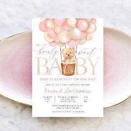 Bearly Wait Ballong Baby Shower Inbjudan