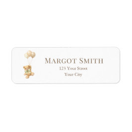 Bearly Wait Balloons Baby Shower Returadress Etikett