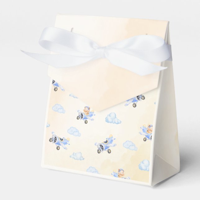 Bearly Wait Bear & Cloud Pattern Baby Shower Presentaskar (Framsidan Sidan)