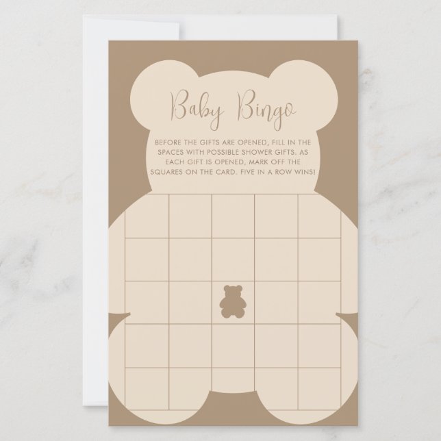Bearly Wait Beige Baby Bingo Card (Framsida)