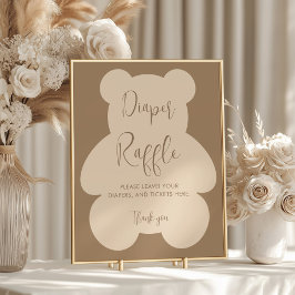 Bearly Wait Beige Baby Shower Blöja-Raffle Poster