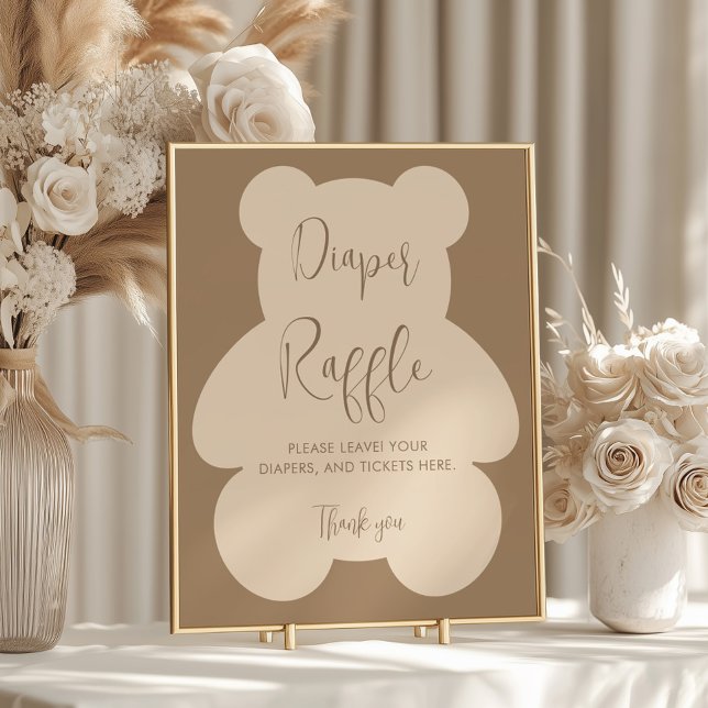 Bearly Wait Beige Baby Shower Blöja-Raffle Poster (Skapare uppladdad)