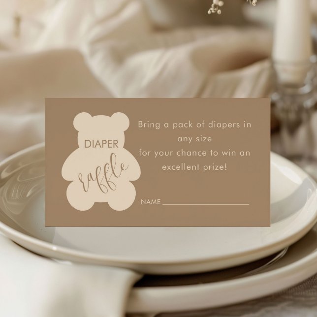 Bearly Wait Beige Baby Shower Diaper Raffle Ticket Tilläggskort (Skapare uppladdad)