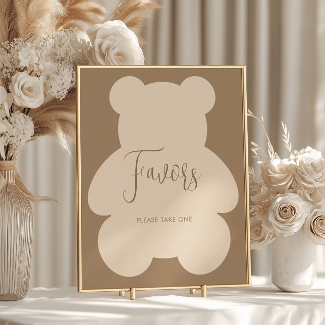 Bearly Wait Beige Baby Shower Favors Poster (Skapare uppladdad)
