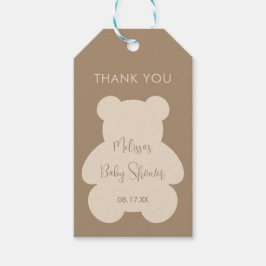 Bearly Wait Beige Baby Shower Thank You Presentetikett