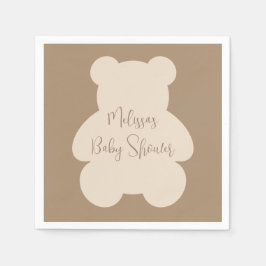 Bearly Wait Beige Teddy Bear Baby Shower Pappersservett