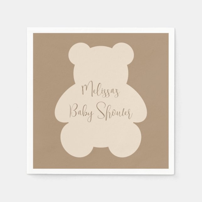Bearly Wait Beige Teddy Bear Baby Shower Pappersservett (Framsidan)