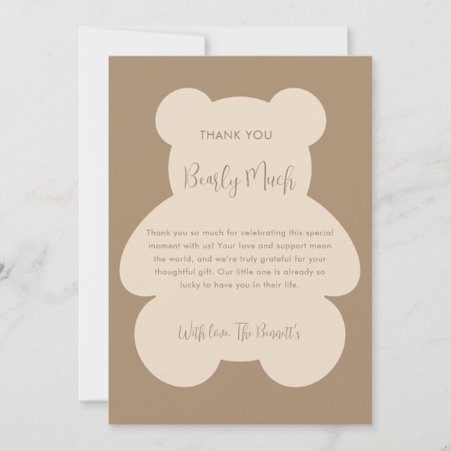 Bearly Wait Beige Teddy Bear Baby Shower Tack Kort (Framsida)