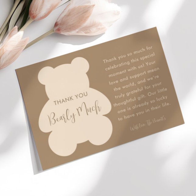 Bearly Wait Beige Teddy Bear Baby Shower Tack Kort (Skapare uppladdad)
