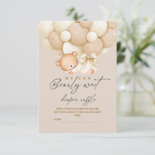 Bearly Wait Blöja Lotteri Baby Shower Tilläggskort