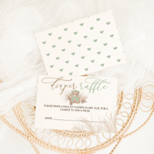 Bearly Wait Boho Grön Bebis Shower Blöja Lotteri B Tilläggskort