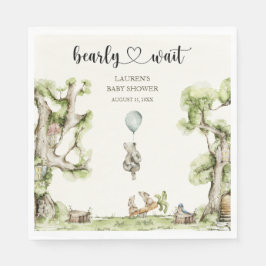 Bearly Wait Boy Baby Shower Woodland Pappersservett