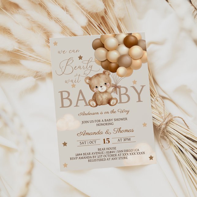 Bearly Wait Brun Bebis Bjudning  Inbjudningar (Skapare uppladdad)