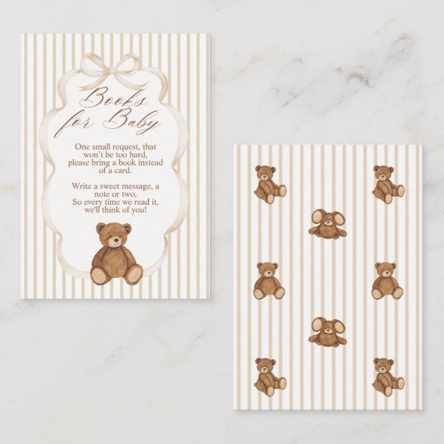 Bearly Wait Elegant Baby Shower book request Tilläggskort (Fram/baksida)
