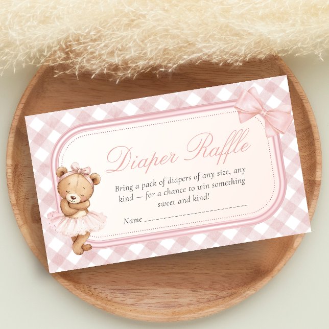 Bearly Wait Elegant Bear Baby Shower Diaper Raffle Tilläggskort (Pink Bear Baby Shower Diaper Raffle)