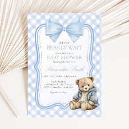 Bearly Wait Elegant Bear Baby Shower Inbjudningar