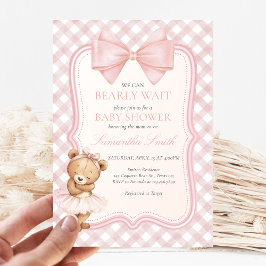 Bearly Wait Elegant Bear Baby Shower Inbjudningar