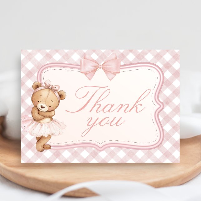 Bearly Wait Elegant Bear Baby Shower Tack Kort (Pink Bear Baby Shower Thank You Card)