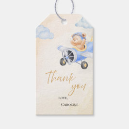 Bearly Wait, flygande björn vattenfärg presentkort Presentetikett