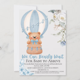 Bearly Wait Hot Air Ballon Baby Shower Invitation Julkort