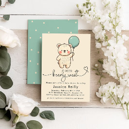 Bearly Wait – Minimalistisk Baby Shower-inbjudan Inbjudningar