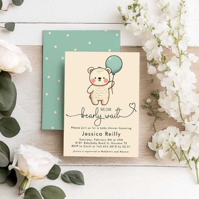 Bearly Wait – Minimalistisk Baby Shower-inbjudan Inbjudningar (Skapare uppladdad)