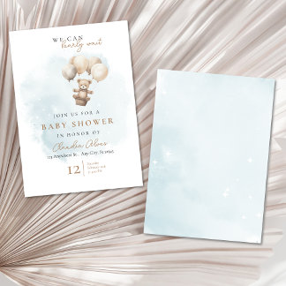 Bearly Wait Neutral Baby Shower Inbjudningar