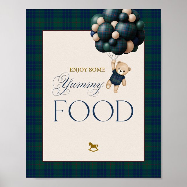 Bearly Wait Preppy Teddy Ballong Bebis Shower Poster (Framsidan)