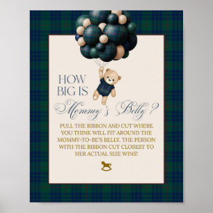 Bearly Wait Snygg Teddyballong Baby Shower Poster