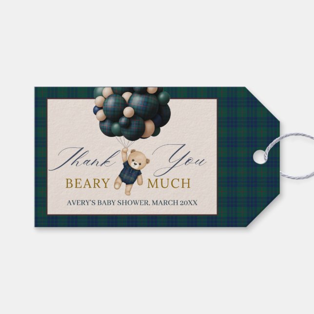 Bearly Wait Teddy Balloon Baby Shower books Presentetikett (Framsidan (Horisontell))