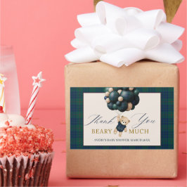 Bearly Wait Teddy Balloon Baby Shower books Rektangulärt Klistermärke