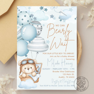 Bearly Wait Teddy Bear Baby Shower Inbjudningar