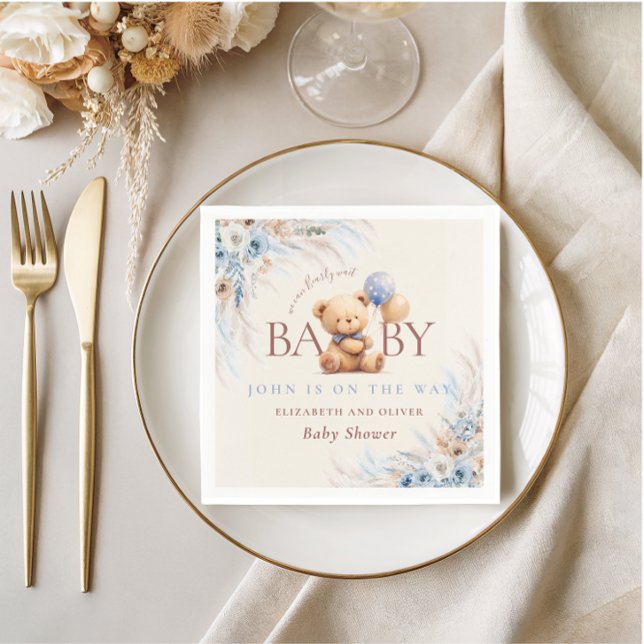 Bearly Wait Teddy Bear Baby Shower Table Design Pappersservett (Skapare uppladdad)