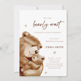 Bearly Wait Teddy Bear Boho Neutral Baby Shower Inbjudningar