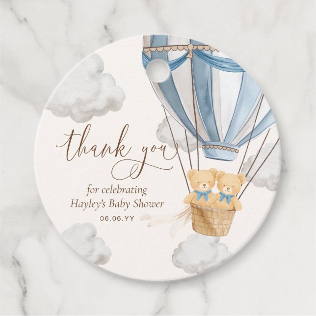 Bearly Wait Teddy Bear Thank You Twins Baby Shower Gåvor Etiketter (Framsida)