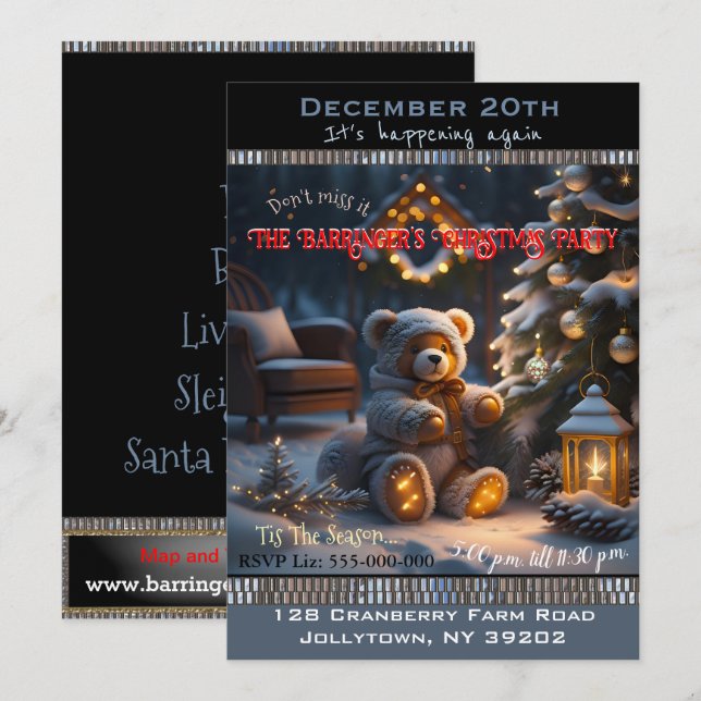 Bearlydit för U Festive Helgdag jul Party Inbjudningar (Fram/baksida)