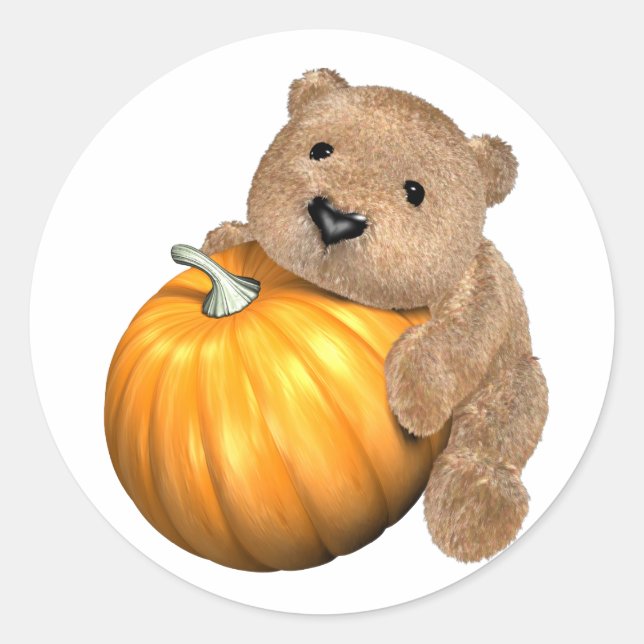BearPumpkin Runt Klistermärke (Framsida)