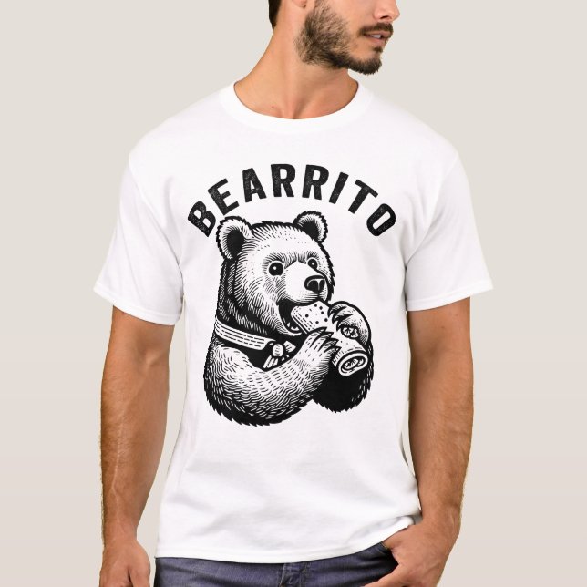 Bearrito Bear Eating a Burrito, Mexican Food T Shirt (Framsida)