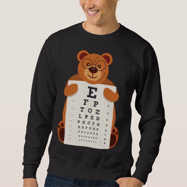Bears Baby Bear Holding Eye Chart Artistic Opticia Lång Ärmad Tröja (Framsida)