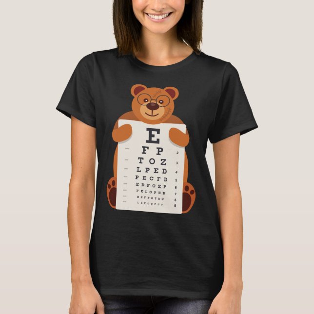 Bears Baby Bear Holding Eye Chart Artistic Opticia T Shirt (Framsida)