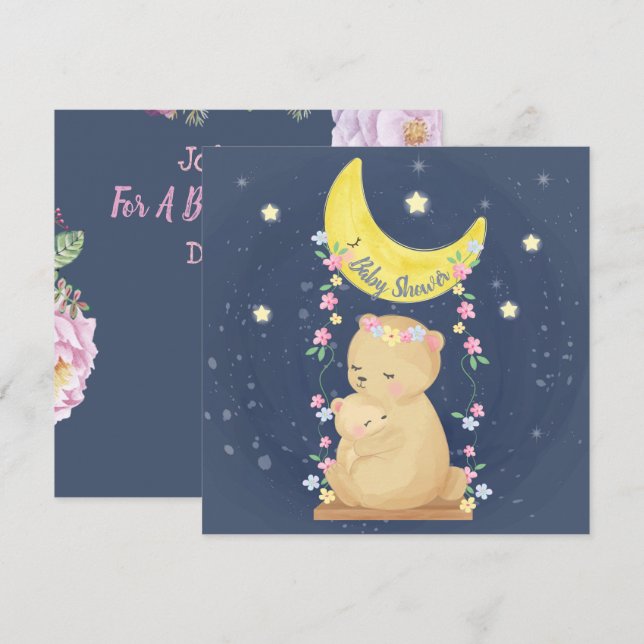 Bears Baby Shower-inbjudan Julkort (Fram/baksida)