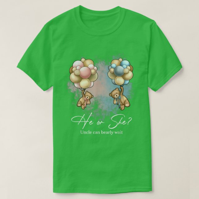 Bears Balloons farbror kan avvakta Gender T Shirt (Design framsida)