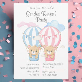 Bears & Balloons Gender Reveal Party-inbjudan Inbjudningar
