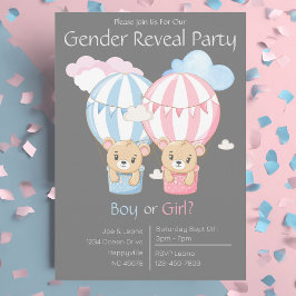 Bears & Balloons Gender Reveal Party-inbjudan Inbjudningar