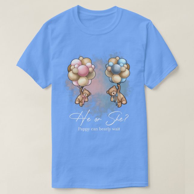 Bears Balloons Pappy Can Bearly Wait Gender Reveal T Shirt (Design framsida)