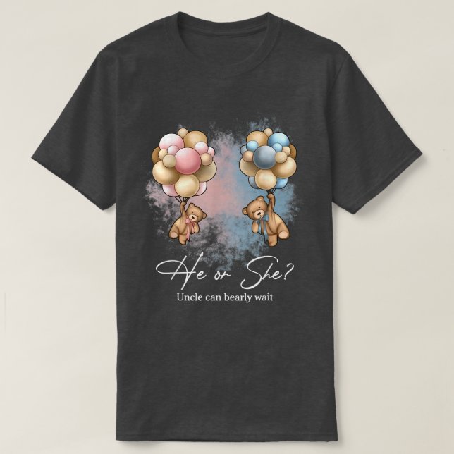 Bears Balloons Uncle Can Bearly Wait Gender Reveal T Shirt (Design framsida)
