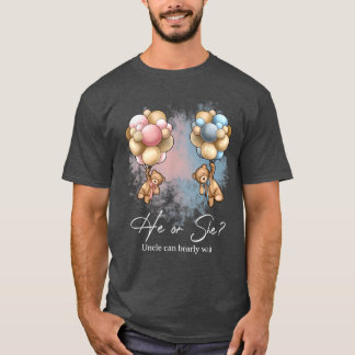 Bears Balloons Uncle Can Bearly Wait Gender Reveal T Shirt