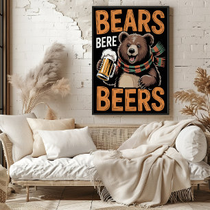 Bears Bere Öl Festive Illustration Poster