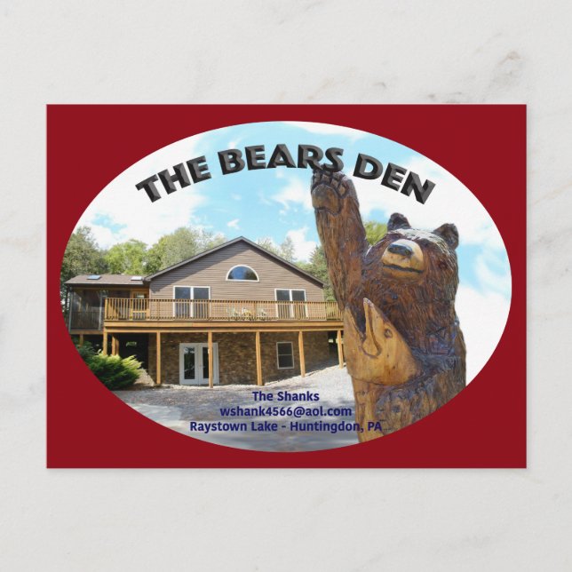 Bears Den Cabin Vykort (Framsida)