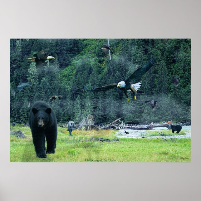 Bears, Eagles, Herons, Ravens, Vargs Wildlife Art Poster (Framsidan)